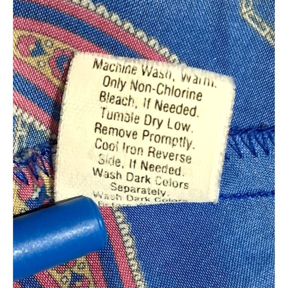 Vintage 70s Bill Blass Royal Blue Paisley Smoking Jacket Robe One Size Made in U - Picture 7 of 7